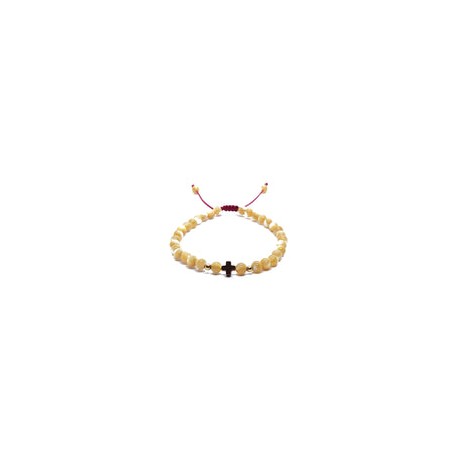 Pulsera de madre perla con cruz de hematita