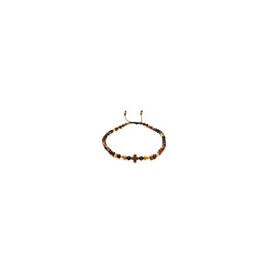 Pulsera de agata negra bicolor con cruz de hamatita rosa