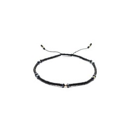 Pulsera negra con cristales y puntos de oro