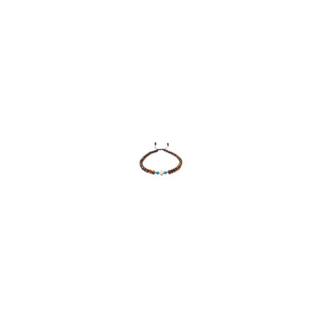Pulsera ojo de tigre, turquesa y cruz de hematita rosa