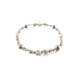 Pulsera cristales verdes con perla natural gris