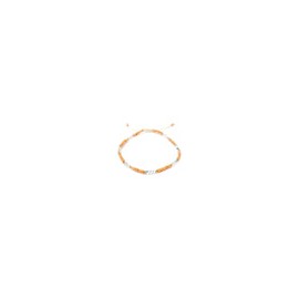 Pulsera coral salmón y rombo cristal austriaco