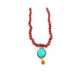 Collar de piedra natural con dije de turquesa