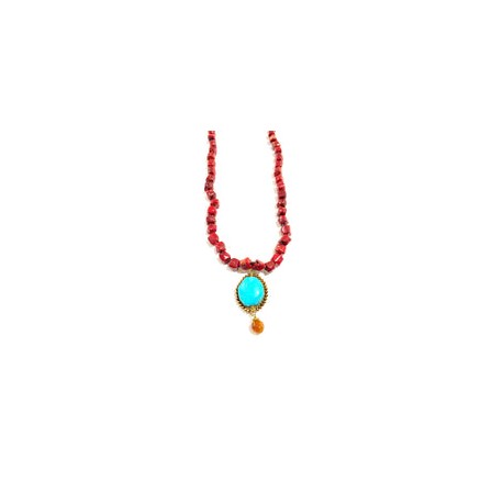 Collar de piedra natural con dije de turquesa