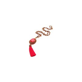 Collar de cristales con coral engastado y borla
