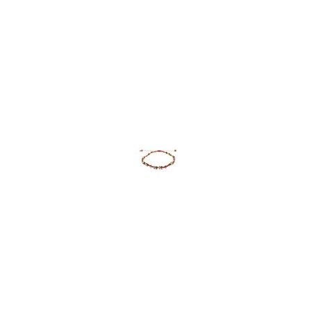 Pulsera roja de nudos con cristales en tonos metálicos