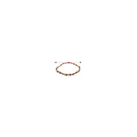 Pulsera roja de nudos con cristales en tonos metálicos