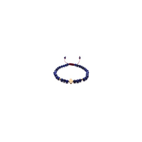 Pulsera de lapislázuli con cruz de hematita