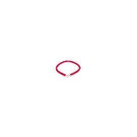 Pulsera cristal rojo con perla natural al centro