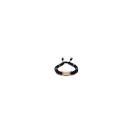 Pulsera de cristal negro y perla natural al centro