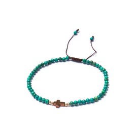 Pulsera Turquesa con Cruz de Hematita Color Cobre