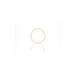 Pulsera de cristales cuadrados color salmón con perla natural plana al centro