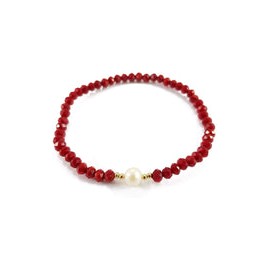 Pulsera roja 4 mm con perla potato al centro