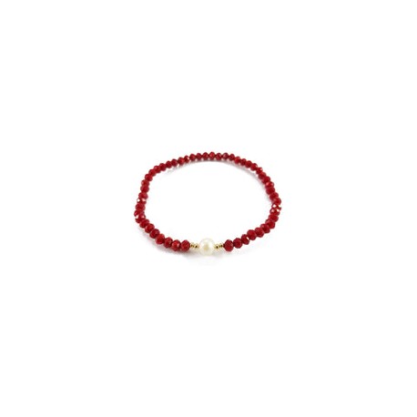 Pulsera roja 4 mm con perla potato al centro