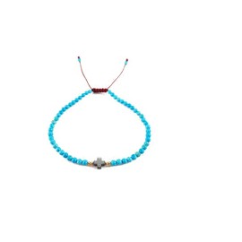 Pulsera de turquesa con cruz de hematita al centro