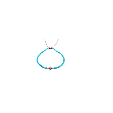 Pulsera de turquesa con cruz de hematita al centro