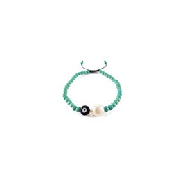 Pulsera turquesa con ojo turco negro y perla natural