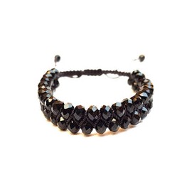 Pulsera negra con cristal 6mm y medalla San Benito