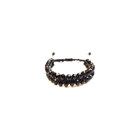 Pulsera negra con cristal 6mm y medalla San Benito
