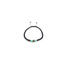 Pulsera Tejida Aventurina Turquesa y Esfera de cristales