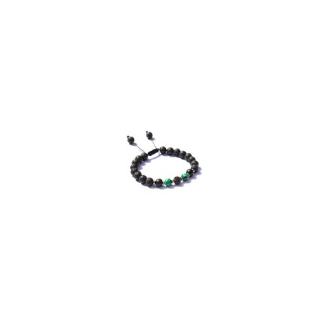Pulsera de Piedra Volcánica con Esfera Micro Pavé