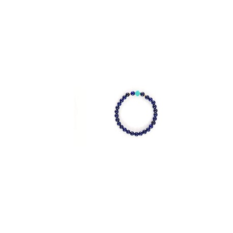 Pulsera para Hombre Piedra Natural Lapislázuli con Cruz Turquesa al Centro