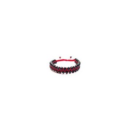 Pulsera cristal negro 6 mm hilo rojo