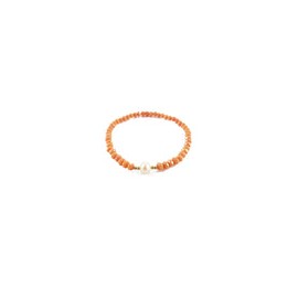 Pulsera cristal coral con perla natural al centro