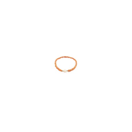 Pulsera cristal coral con perla natural al centro