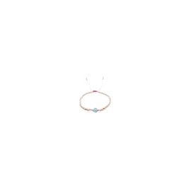 Pulsera de cristales beige con corazón al centro