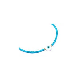 Pulsera cabalistica azul ojo turco blanco plano
