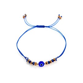 Pulsera azul rey engarzada con cristal y ojo turco