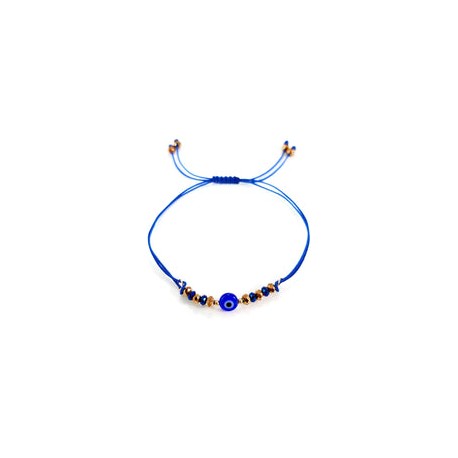 Pulsera azul rey engarzada con cristal y ojo turco
