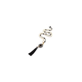 Collar perla natural cristal y borla negra