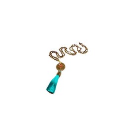 Collar crochet cristal cobre borla turquesa