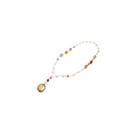 Collar engarzado de perlas cultivadas con ágatas multicolor