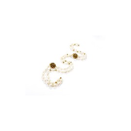 Collar perla natural con esferas de cristal doradas