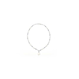 Gargantilla con perlas naturales gris y beige