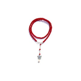 Gargantilla de Cristal Rojo con Mariposa de Plata