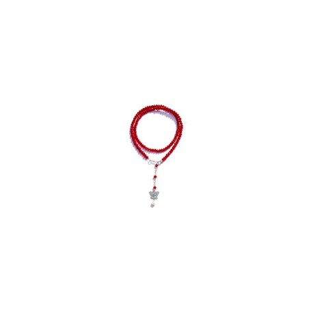 Gargantilla de Cristal Rojo con Mariposa de Plata