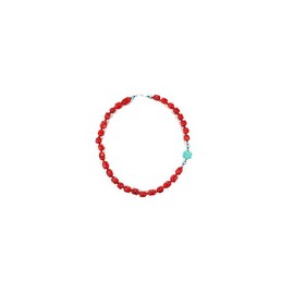 Collar de Piedra Natural Coral y Flor de Turquesa
