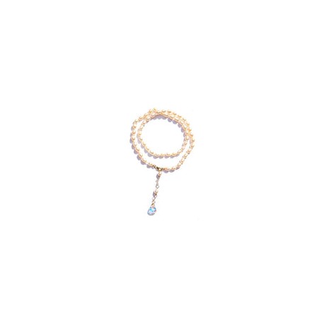 Collar de Perla Natural con Dije Swarovski y Broche Gold Filled 14k