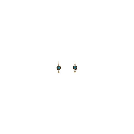 Aretes de howlita esfera 10 mm engastados con cristal cobre