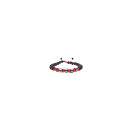 Pulsera piedra volcanica con hematita y coral