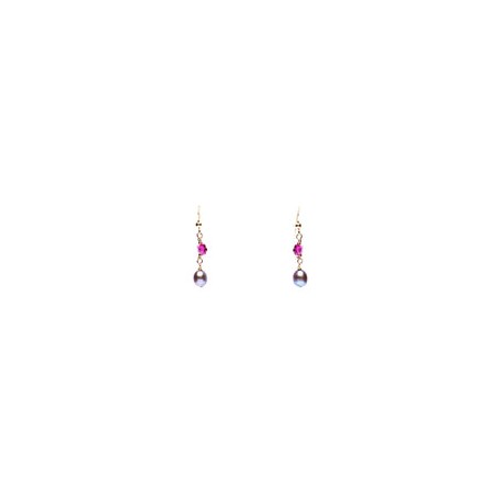 Arete flor de cristal swarovski con perla natural