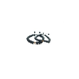 Juego de pulseras de piedra volcácnica y cruz de hematita