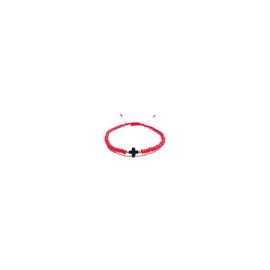 Pulsera de protección con cruz de hematita y puntos de oro