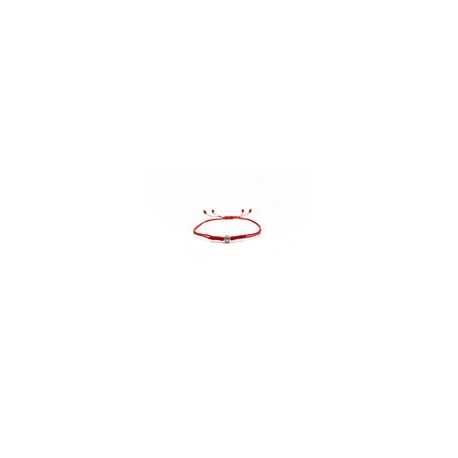 Pulsera roja tejido fino con esfera de plata al centro