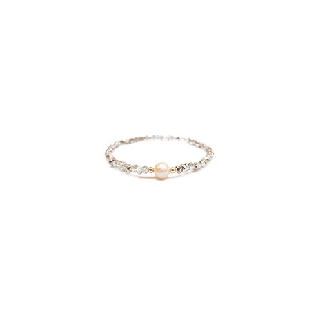 Pulsera Cristales Plateados con Perla al Centro