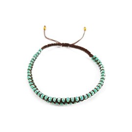 Pulsera tejida entrelazado con cristal turquesa